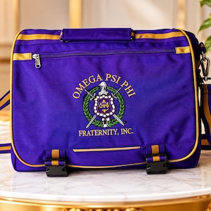 Omega Psi Phi (ΩΨΦ) Fraternity Royal Purple & Old Gold Canvas Office Bag/Travelling Bag/Messenger Bag, Men's everyday bag.
