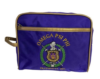 Omega Psi Phi Fraternity Royal Purple & Old Gold Toiletry Bag/ Shaving/ Travel Kit Polyester PVC Coated, For Men-  &#39;Authorized Vendor&#39;
