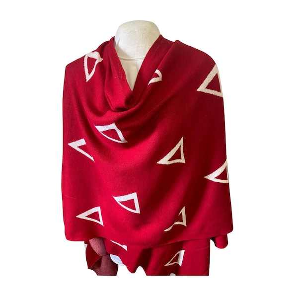 Delta Sigma Theta DST Red & White, Cozy Wrap/cape/shrug/poncho For Women,Size Fits All, Stylish, Made in INDIA