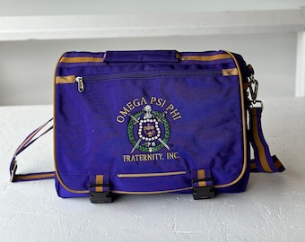 Omega Psi Phi (ΩΨΦ) Fraternity Royal Purple & Old Gold Canvas Office Bag/Travelling Bag/Messenger Bag, Men&#39;s everyday bag.