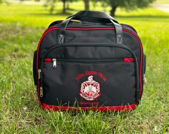 Delta Sigma Theta Laptop Bag with Trolley: Red & Black Sorority Travel Carry-On