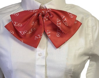 Delta Sigma Theta Bow Tie: Red & White Polyester Neck Accessory