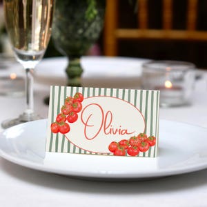 Tomato Place Card: Italian Dinner Party Table Decor (Editable Canva Template, Digital File)