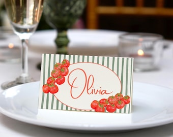 Tomato Place Card: Italian Dinner Party Table Decor (Editable Canva Template, Digital File)