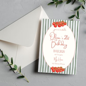 Invitación de cumpleaños de verano de Chica Tomate: Plantilla Canva retro italiana (Descarga digital)