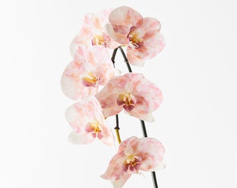 Künstlicher künstlicher Orchideenstiel mit echtem Touch, Phalaenopsis, rosa, malvenfarben, 86 cm hoch, hochwertige Blumen auf verdrahtetem Stiel, realistische Blütenblattdetails