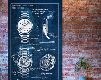 Omega Seamaster Aqua Terra Artwork Blueprint Style (Digital)