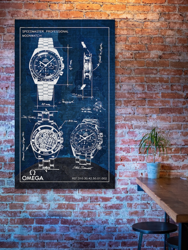 Omega Speedmaster Artwork Blueprint Style Digital image 1