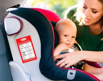 Emergency Sticker for Car Seat