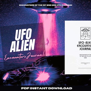 UFO Alien Encounters Journal, Log UFO Spaceship Observations, Extraterrestrials Sightings, Alien Abductions, Great Gift for Ufologist, PDF