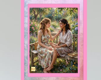 Cuadro mural lésbico, lámina sáfica, imprimible en formato A3, 5 archivos incluidos.