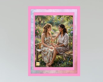 Cuadro mural lésbico, lámina sáfica, imprimible en formato A3, 5 archivos incluidos.