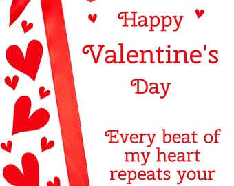 Tarjeta de San Valentín, Cada latido de mi corazón repite tu nombre, para imprimir A4