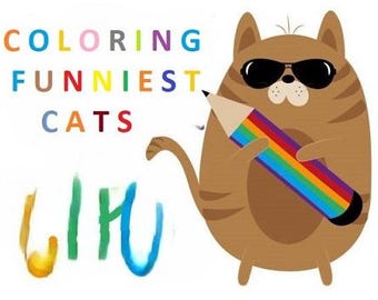 Libro para colorear de gatos divertidos: 20 páginas de gatos divertidos, arte relajante y divertido para adultos y niños.