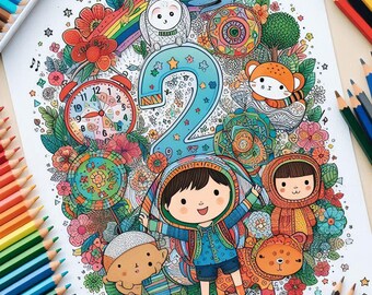 Zahlen ausmalen – Lernen durch Ausmalen, von 0 bis 9, A4-Buch, mit digitalim Geschenk