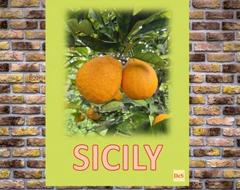Póster de frutas cítricas sicilianas para pared, descarga digital.