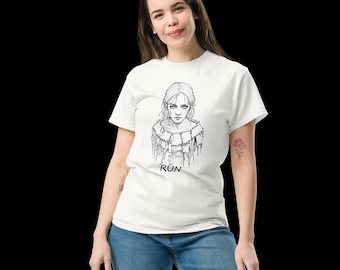 Wit T-shirt met horrorprint, unisex, 100% katoen