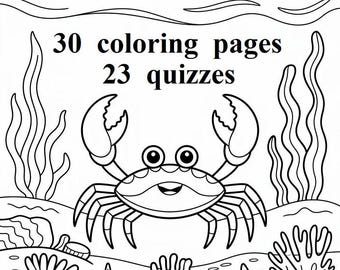 Colorea y adivina, Mundo submarino, ilustraciones, formato A4, pulgadas 8,27" x 11,69"