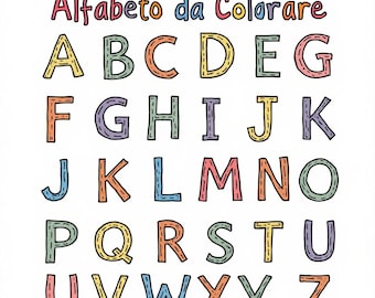 Alphabet Coloring Pages with Capital Letters, A4, for Teachers and Children, RegaloDigitale