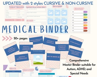 Autism ADHD Medical Binder, Special Needs Planner, Caregiver Organizer (Printable PDF)