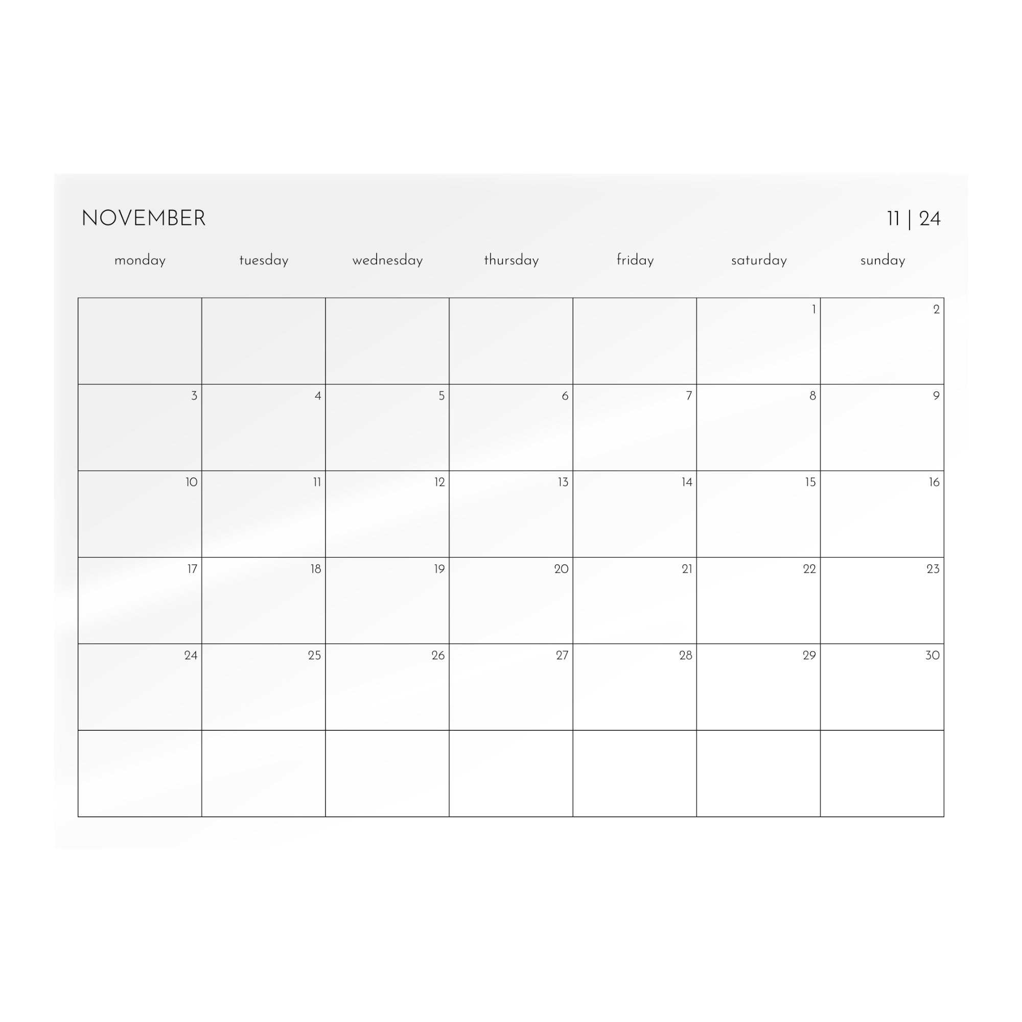 2024 A4 Monthly Calendar, Printable Minimalist Planner, Landscape PDF ...
