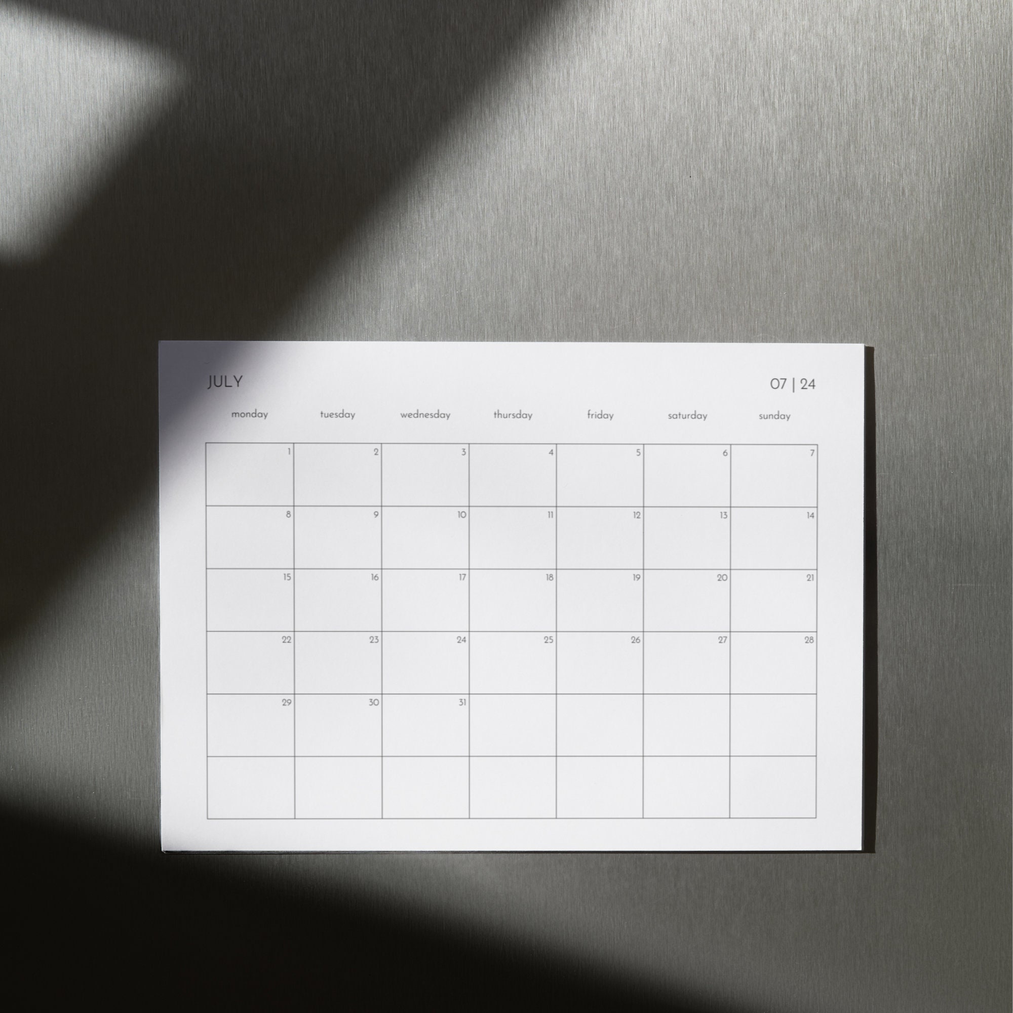 2024 A3 Monthly Calendar, Printable Minimalist Planner, Landscape PDF ...