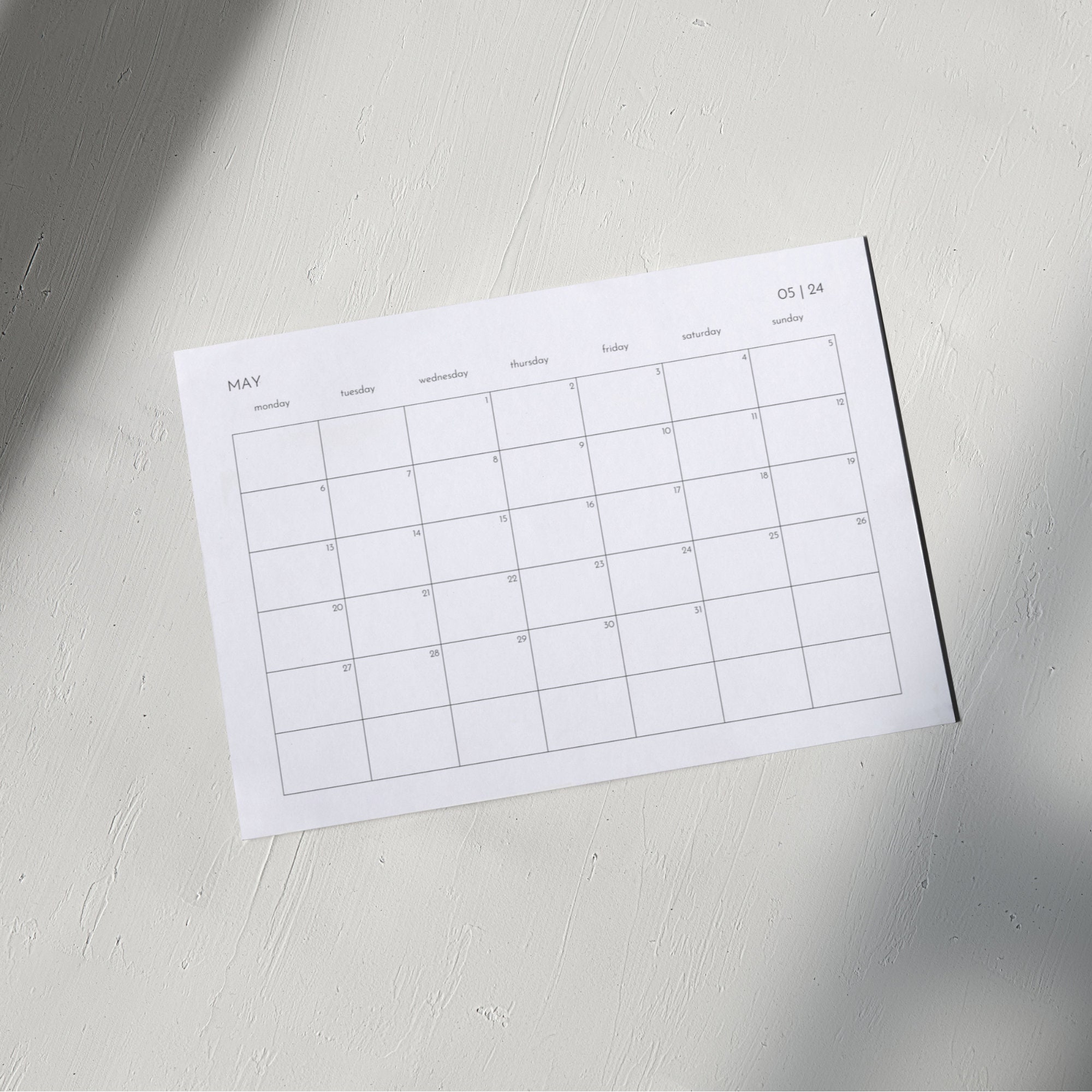 2024 A3 Monthly Calendar, Printable Minimalist Planner, Landscape PDF ...