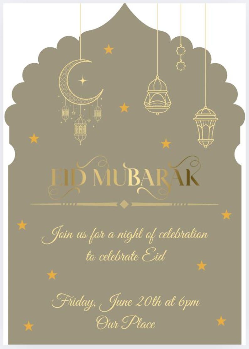 Editable Eid Invitation Template | Modern Islamic Design (canva Digital ...