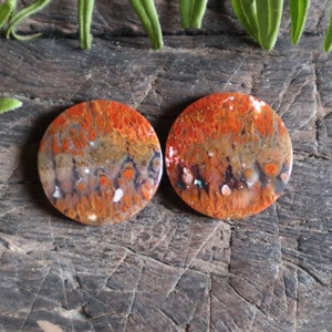 Handmade art round cabochon Plume Chrysocolla In Chalcedony