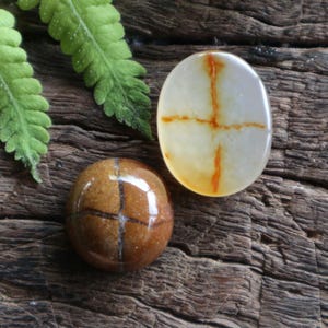 Natural Cross Stone Agate And Jasper Matching Stones for Jewelry Making, Cabochons for Pendant, Healing Crystal Gemstone