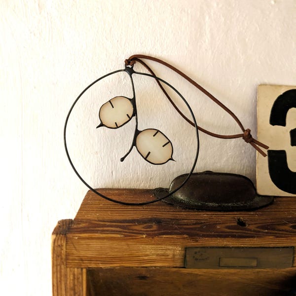 Mini Stained Glass Honesty (Lunaria) Seed Wreath, Hanging Wildflower Tiffany Suncatcher, Housewarming Gift