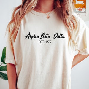 Benutzerdefinierte Sorority Shirt | Comfort Colors Shirt, Sorority Letters, großes kleines Geschenk, Retro College Shirt, Sorority Apparel, Sorority Reveal