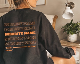 Custom Sorority Sweatshirt | Sorority Apparel, Sorority Merch, Sorority Letters, Big Little Reveal, Crewneck, Oversized, Greek Letters