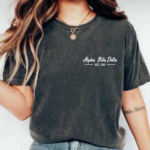 Custom Sorority Comfort Colors Shirt | Minimalist Shirt, Sorority Apparel, Sorority Merch, Sorority Gifts, Big Little Reveal, Greek Shirt