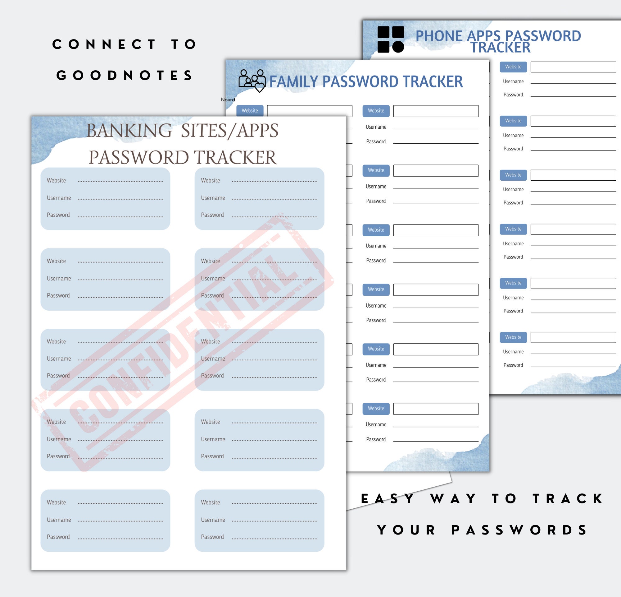 Password Tracker Printable | Password Tracker| Fillable Password Log ...