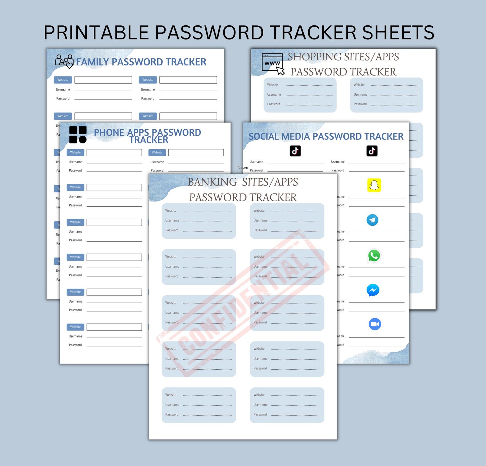 Password Tracker Printable | Password Tracker| Fillable Password Log ...