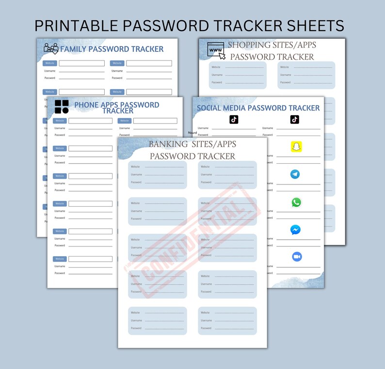 Password Tracker Printable | Password Tracker| Fillable Password Log ...