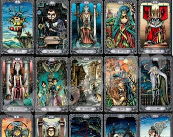 Printable Digital Tarot Stickers Dark Mansions Major Arcana, Ready-To-Print