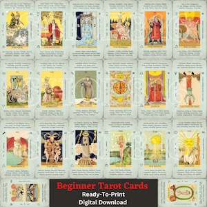Kant-en-klare Tarot Deck kaarten voor beginners, Tarot Spreads, Tarot Deck Download, Tarot Lezen, Tarot Betekenis, Afdrukbare Tarotkaarten