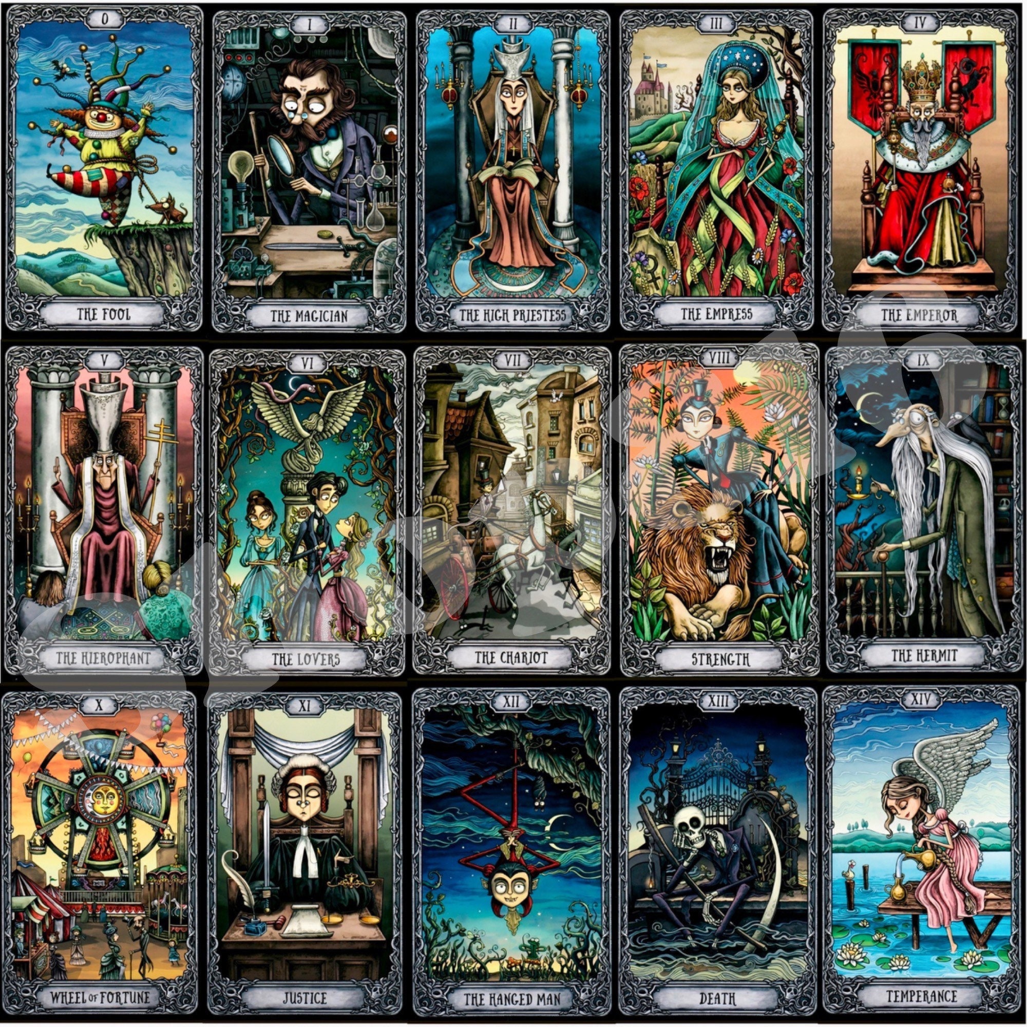 Printable Digital Tarot Stickers Dark Mansions Major Arcana