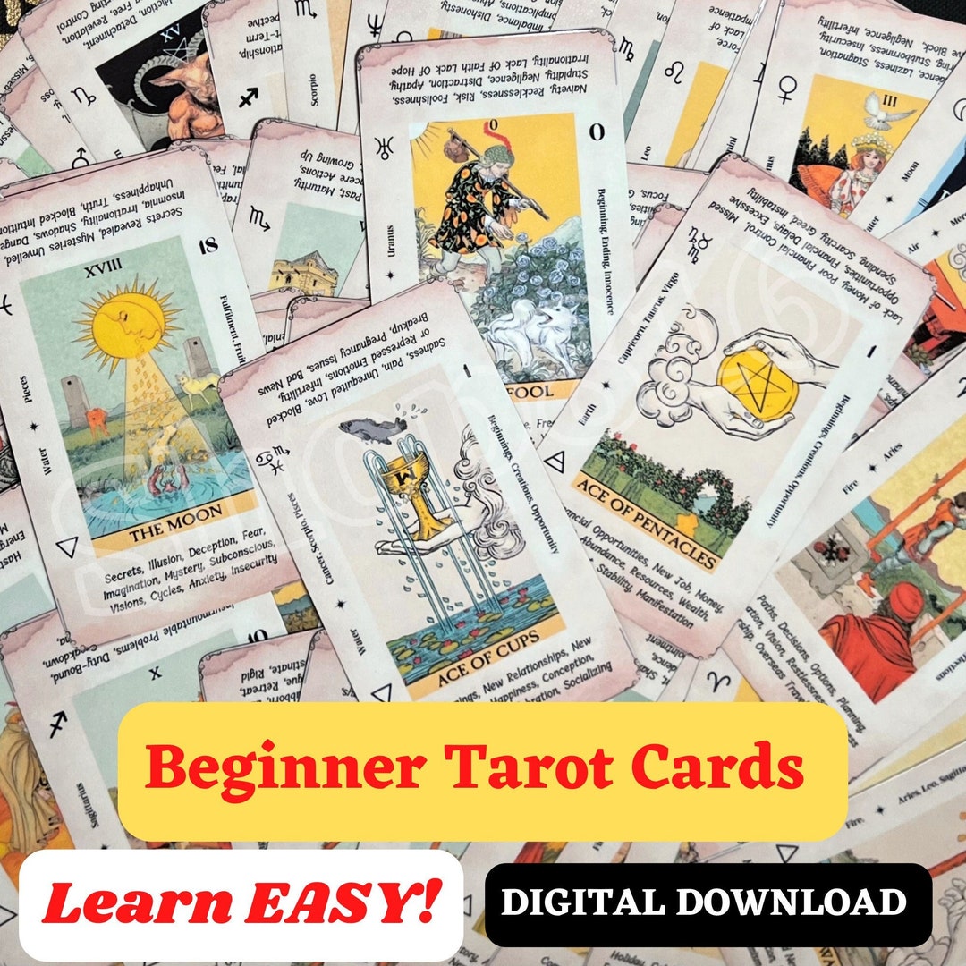 Printable Tarot Deck Cards for Beginners, Tarot Spreads, Beginner Tarot