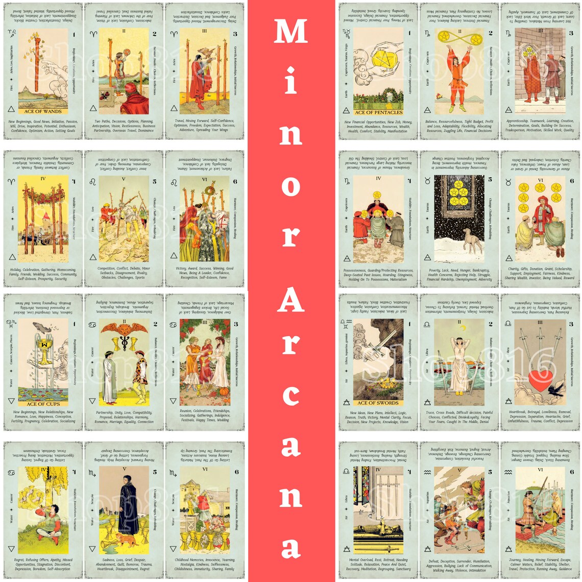 PRINTABLE Tarot Deck Cards for Beginners, Tarot Spreads, Tarot Deck ...