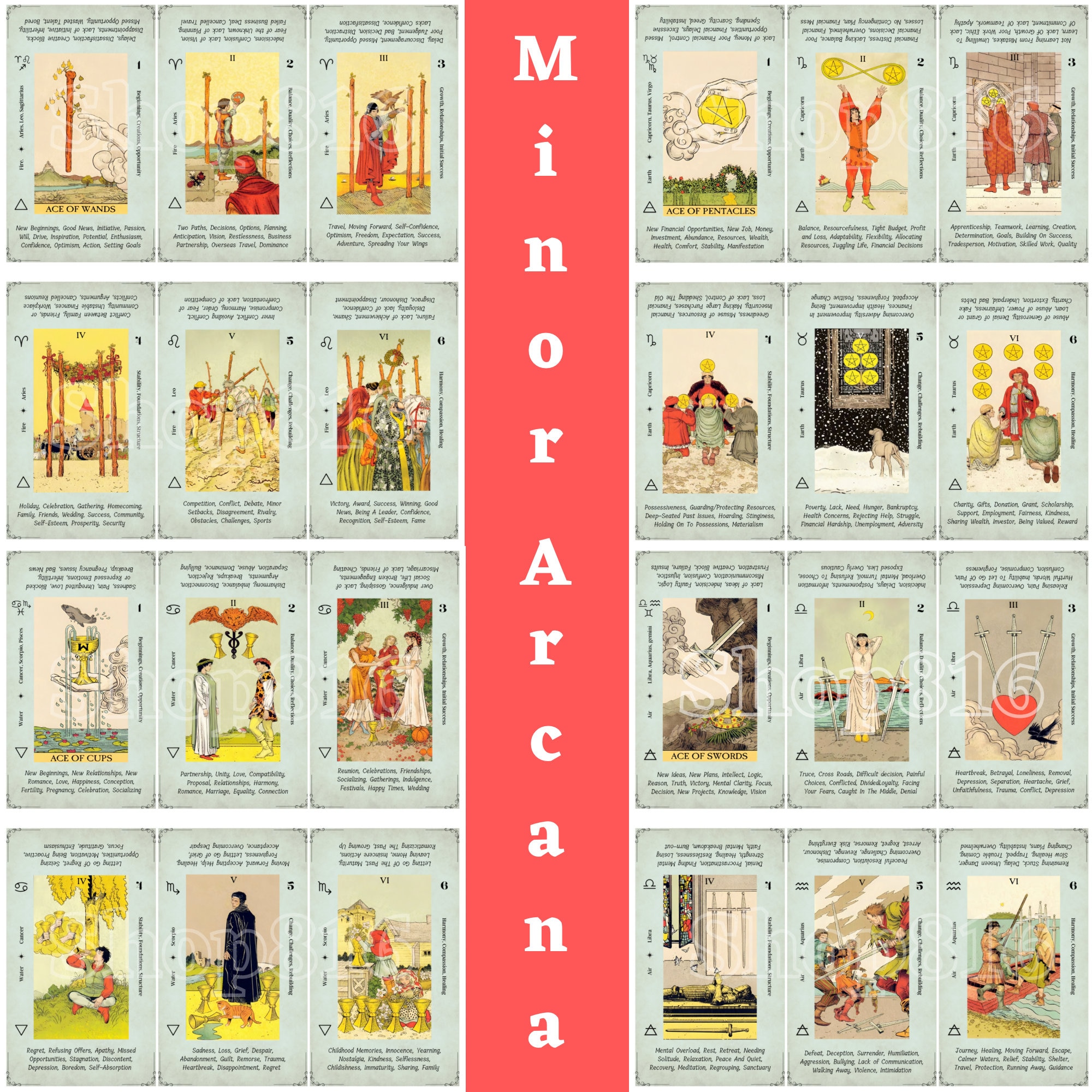 PRINTABLE Tarot Deck Cards for Beginners, Tarot Spreads, Tarot Deck ...