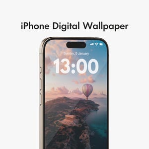 Hot Air Balloon iPhone Wallpaper, Scenic Digital Download, Aesthetic Travel Lock Screen, Sunset Landscape Phone Background