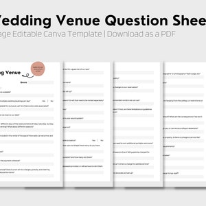 Wedding Venue Questions, Complete Digital Template Printable Editable Digital Download ...