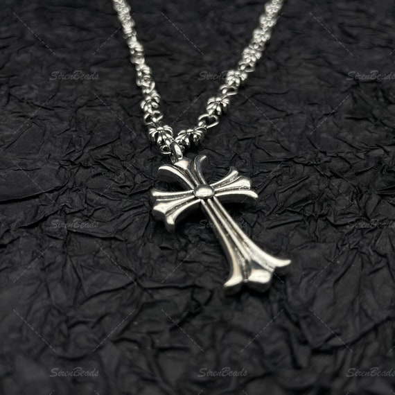 Chrome Hearts Style Cross Necklace Y2K Stainless Steel 50cm Punk Style. |  eBay