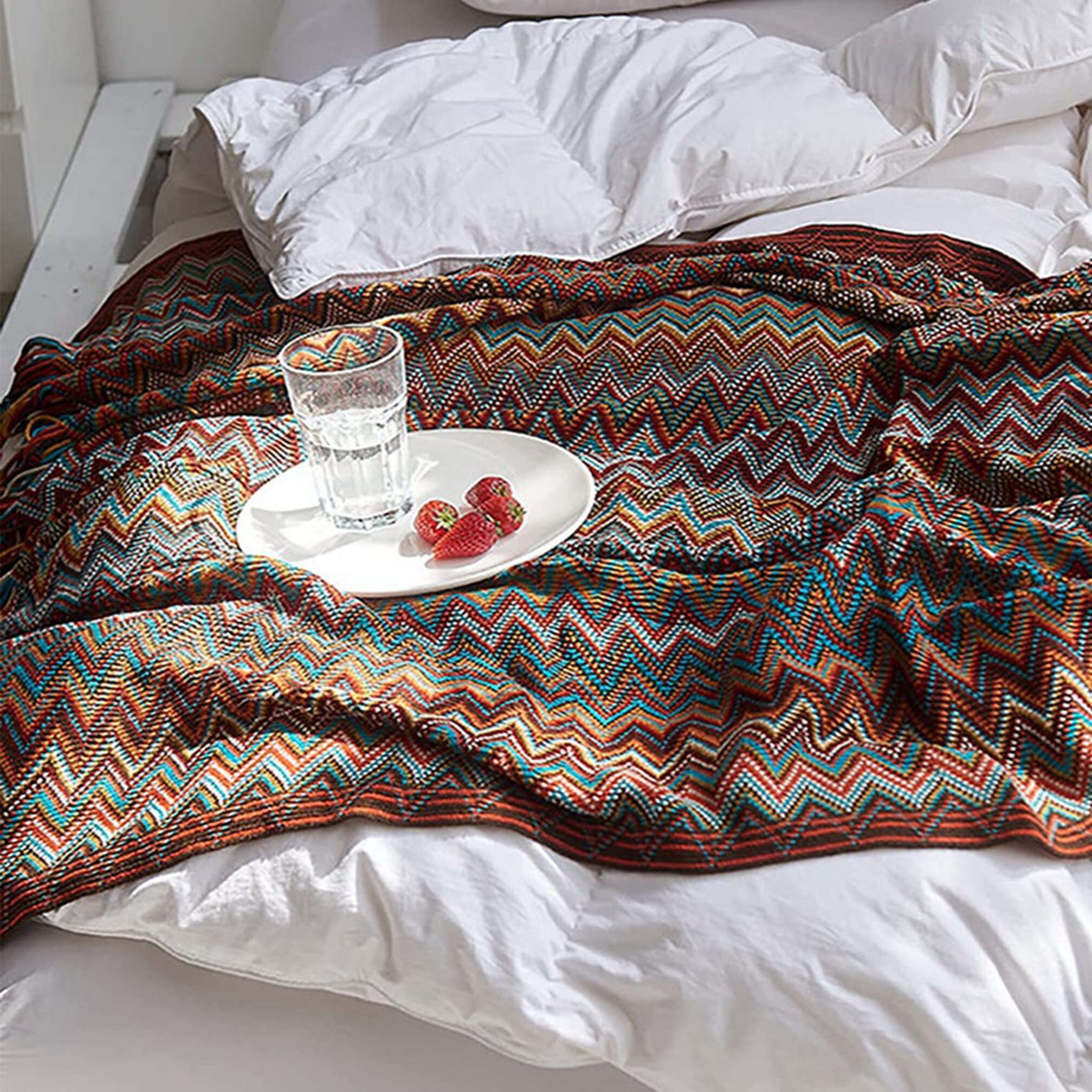 Retro Sofa Throw Woven Bed Throw Vintage Mid Century Style Etsy UK