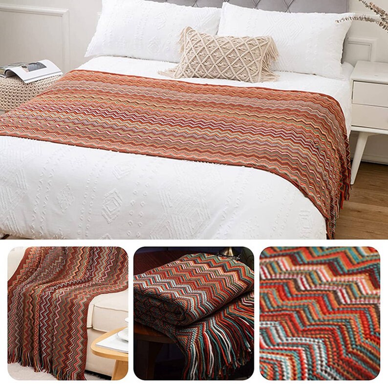 Retro Sofa Throw Woven Bed Throw Vintage Mid Century Style Etsy UK