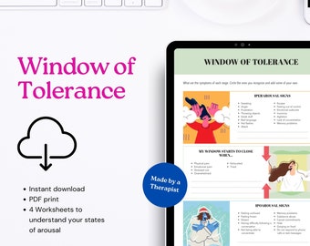 Printable PDF. Worksheets: "Tolerance Window". Management of HyperArousal and HypoArousal states