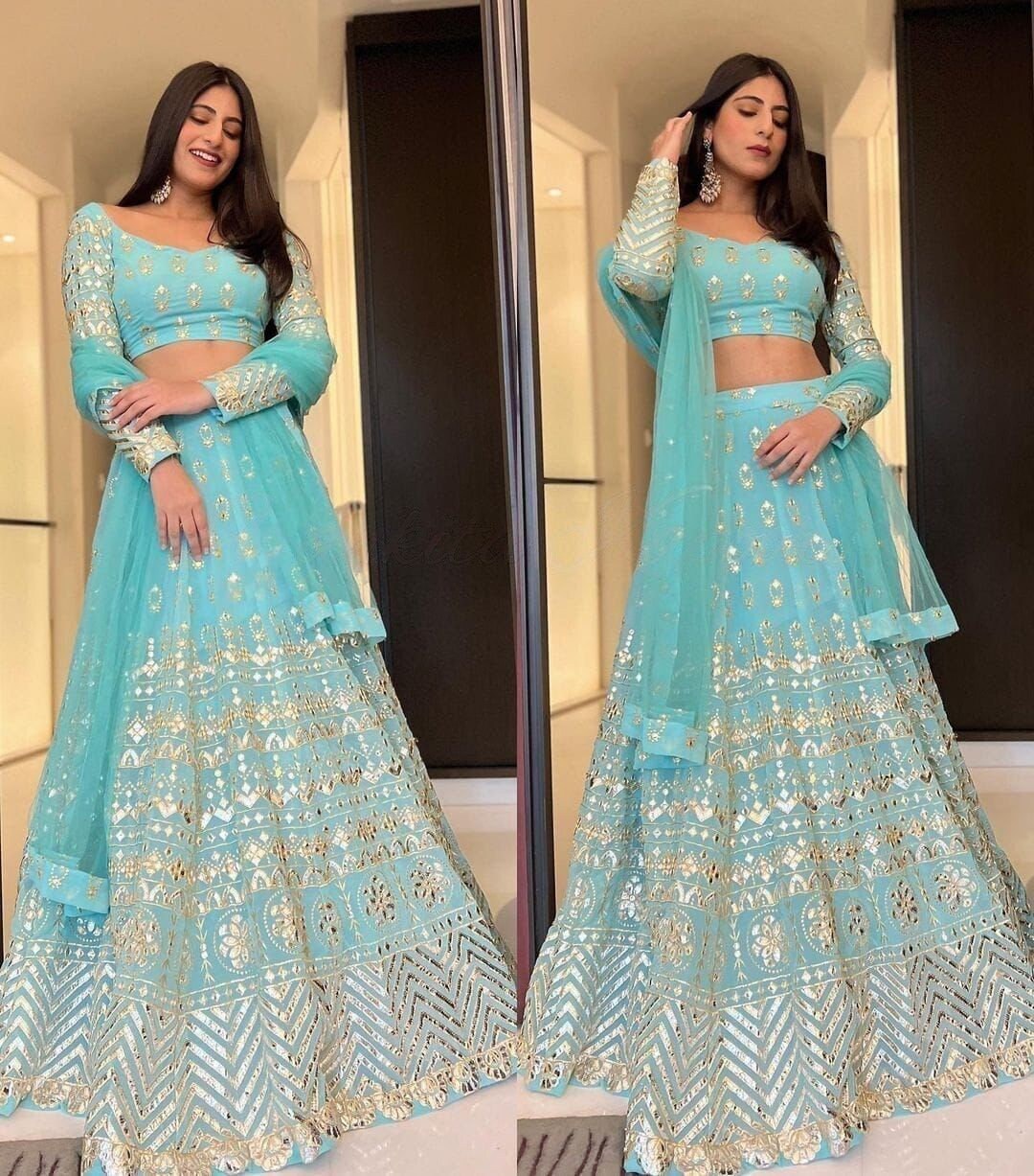 Sky Blue Lehenga Choli Indian Party Wear Choli Indian - Etsy Singapore